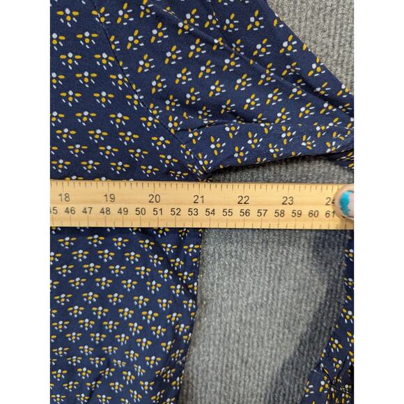GAP Blouse Womens Medium Ditzy Print Pullover Top Navy Preppy Teacher Office - Picture 7 of 10